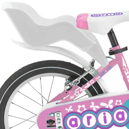 Bicicletta Bambini 16" con Cestino Seggiolino Bici Rosa Aria Bambina