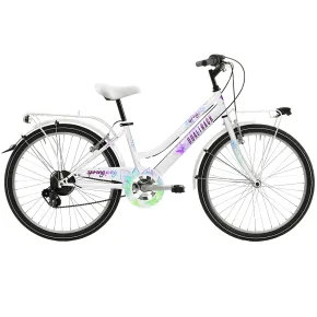 Bicicletta 24 Pollici con Cambio Shimano Bianco City Bike Donna