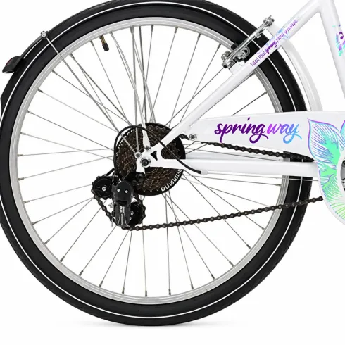 Bicicletta 24 Pollici con Cambio Shimano Bianco City Bike Donna