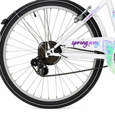 Bicicletta 24 Pollici con Cambio Shimano Bianco City Bike Donna
