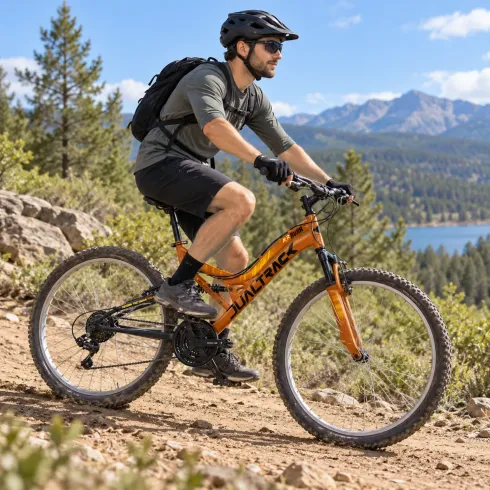 Bicicletta Mountain Bike 26 Pollici Arancione Sospensione Shimano 18V
