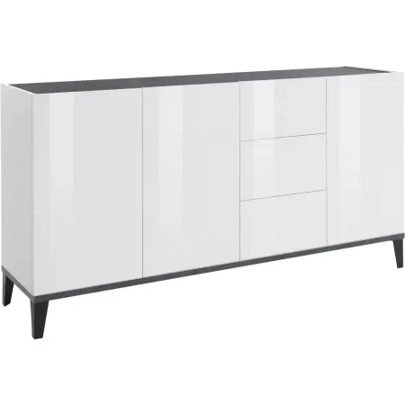 Credenza 160 cm Bianco Grigio Madia da Soggiorno 3 Ante 3 Cassetti