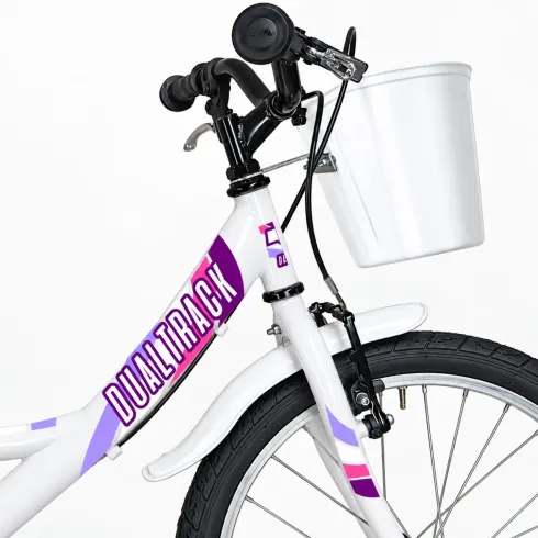Bicicletta 20 Pollici per Bambini Bianco Bici con Portapacchi Cestino