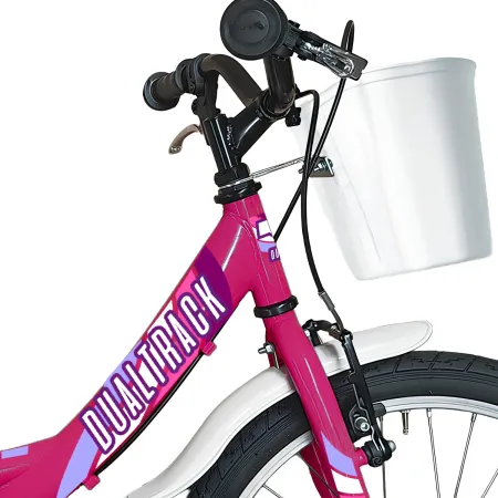 Bicicletta 20" per Bambini Fucsia 1 Velocità con Cestino Portapacchi