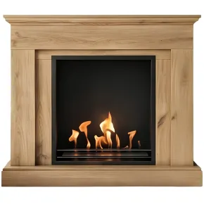 Camino Bioetanolo MDF Finitura Rovere da Terra 3 kW/h Inserto Acciaio