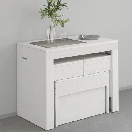 Set 2 Panche Allungabili da Pranzo 66-290 cm Bianco Larice Salvaspazio