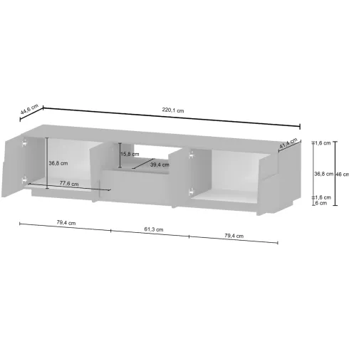 Mobile da Soggiorno Porta TV 4 Ante Cassetto 220 cm Rovere Moderno