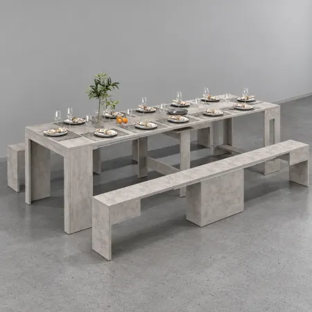 Panca Allungabile Set 2 Pezzi 66-290 cm Grigio Salvaspazio Soggiorno