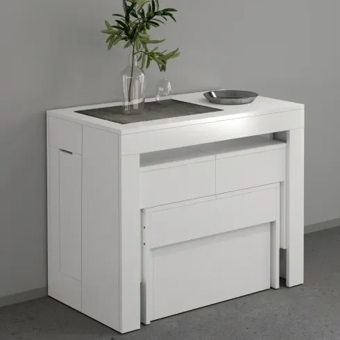 Set 2 Panche Allungabili Sovrapponibili Bianco 66-290 cm da Pranzo