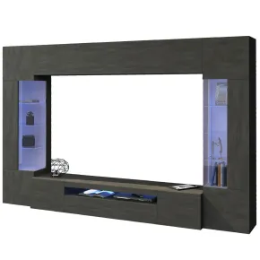 Parete Attrezzata Soggiorno Mobile TV Vetrine Grigio Antracite 290 cm