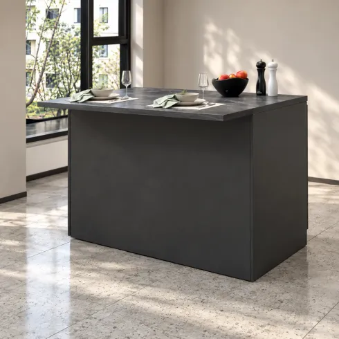 Mobile Isola per Cucina Antracite Piano Report con 2 Ante 125x90 cm