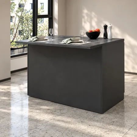 Mobile Isola per Cucina Antracite Piano Report con 2 Ante 125x90 cm