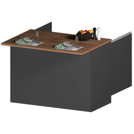 Isola Cucina Centrale Antracite Piano Appoggio Effetto Rovere 125 cm