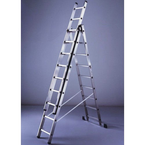 Facal Scala in Alluminio da Appoggio Cavalletto Libretto Multiuso 9 Gradini