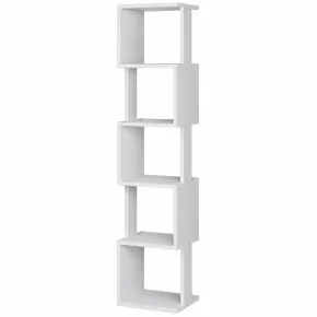Libreria Moderna a 5 Ripiani Scaffale Bianco per Camera Soggiorno