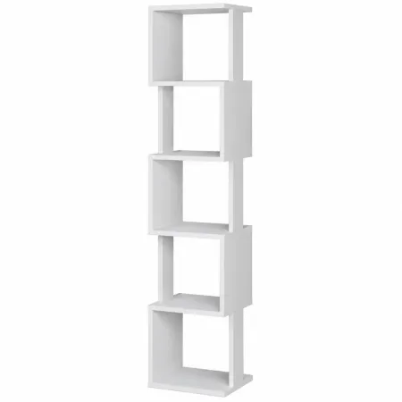 Libreria Moderna a 5 Ripiani Scaffale Bianco per Camera Soggiorno