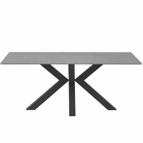 Tavolo da Pranzo Ceramica Effetto Marmo Grigio Rettangolare 180x90 cm