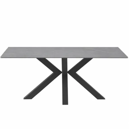 Tavolo da Pranzo Ceramica Effetto Marmo Grigio Rettangolare 180x90 cm