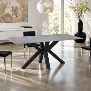 Tavolo da Pranzo Ceramica Effetto Marmo Grigio Rettangolare 180x90 cm 2