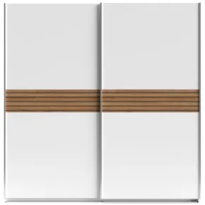 Armadio Camera da Letto 2 Ante Scorrevoli Bianco Inserti Rovere 200 cm 2