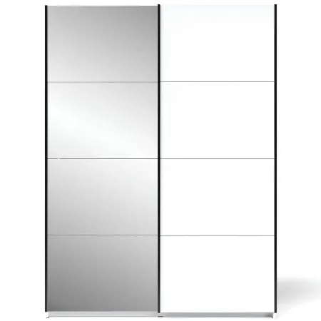 Armadio con Specchio Camera da Letto Bianco 2 Ante Scorrevoli 150 cm