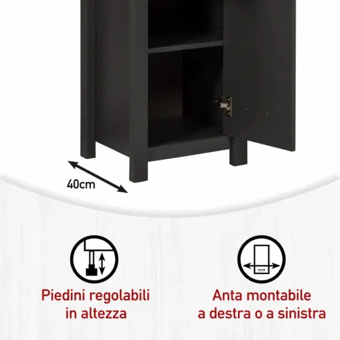 Mobile Colonna Bagno Antracite Idrorepellente Ante Reversibili Cassetto