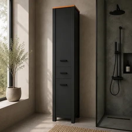 Mobile Colonna Bagno Antracite Idrorepellente Ante Reversibili Cassetto