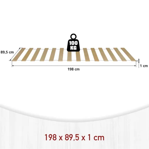 Rete a Doghe Flessibili Letto singolo 90x200 cm in Legno Multistrato