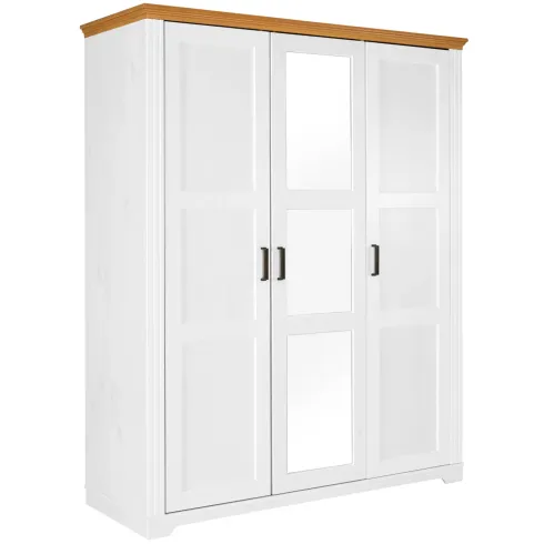 Armadio Camera da Letto 3 Ante Legno Bianco Effetto Rovere con Specchi