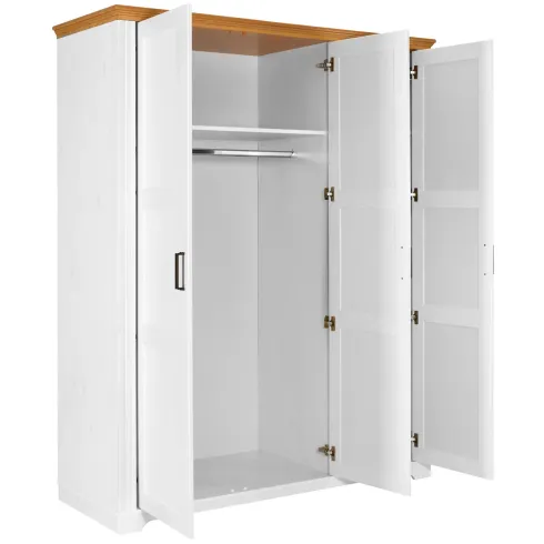 Armadio Camera da Letto 3 Ante Legno Bianco Effetto Rovere con Specchi