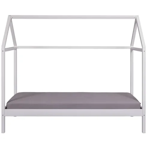 Letto Singolo 90x200 cm Struttura a Casetta in Legno Massello Bianco