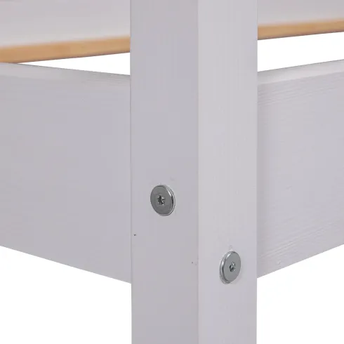 Letto Singolo 90x200 cm Struttura a Casetta in Legno Massello Bianco