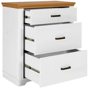 Cassettiera Camera da Letto in Legno Bianco Rovere Mobile 3 Cassetti 2