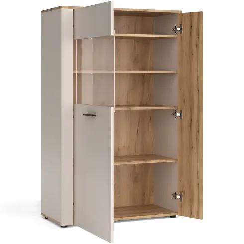 Vetrina Credenza 2 Ante Reversibili Beige Rovere Madia da Soggiorno