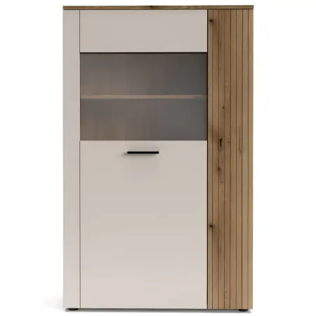 Vetrina Credenza 2 Ante Reversibili Beige Rovere Madia da Soggiorno
