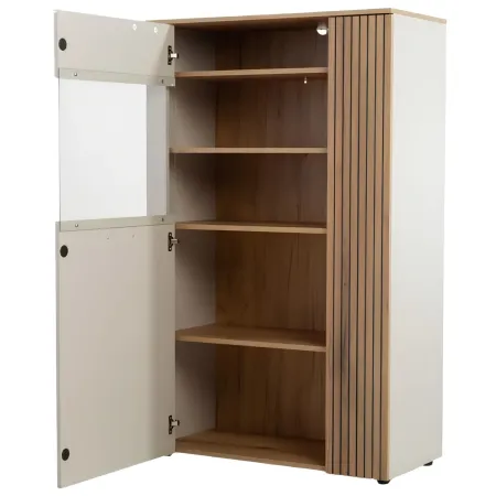 Vetrina Credenza 2 Ante Reversibili Beige Rovere Madia da Soggiorno