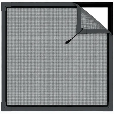 Zanzariera per Grate 150x150 cm Grigio con Magnete Perimetrale