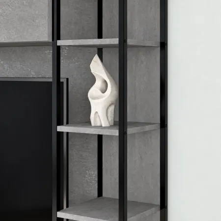 Mobile TV da Soggiorno Parete Attrezzata 260 cm Grigio Pensili Librerie