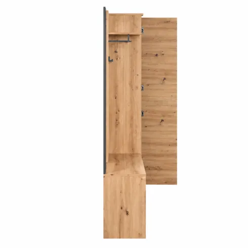 Appendiabiti Mobile Ingresso con Anta Specchio Panca Quercia Antracite