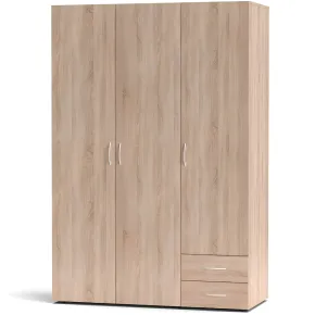 Armadio Guardaroba Rovere Camera da Letto 3 Ante 2 Cassetti 120 cm
