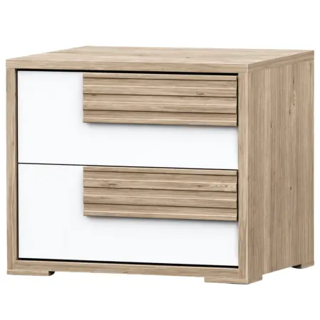 Comodino Moderno Bianco Lucido Olmo 2 Cassetti Camera da Letto