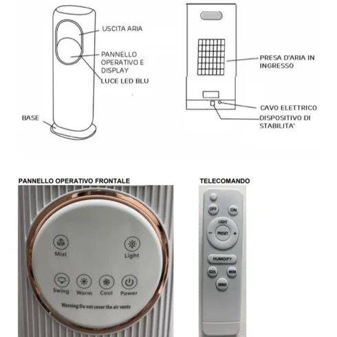 Raffrescatore Termoconvettore 2 in 1 Elettrico 2kW Nero Caldo Freddo