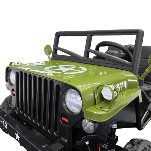Buggy Elettrico Macchina per Bambini 24V 4x4 Army Ranger Verde 2 Posti