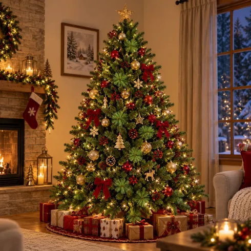 Albero di Natale Artificiale 180 cm Verde in PVC Diametro 122 cm
