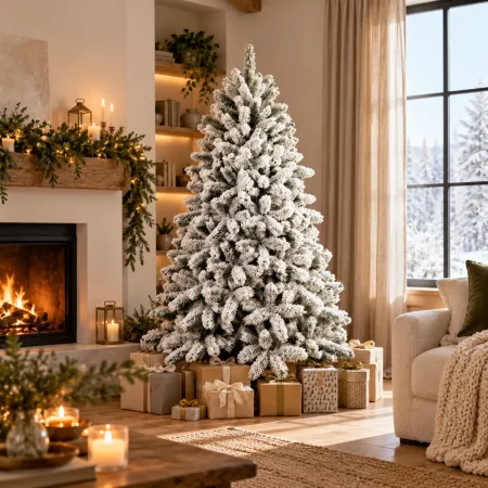 Albero di Natale Innevato Artificiale 210 cm in PVC Diametro 134 cm