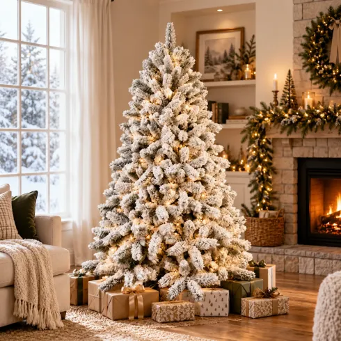 Albero di Natale 180 cm Artificiale Innevato Bianco PVC Diametro 145 cm