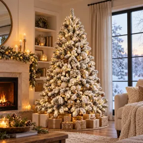 Albero di Natale 180 cm Artificiale Innevato Bianco PVC Diametro 145 cm 2
