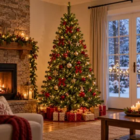 Albero di Natale Artificiale Verde 210 cm Rami in PVC Diametro 124 cm 2