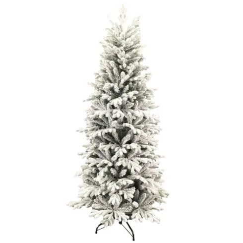 Albero di Natale Bianco Innevato 210 cm Artificiale PE PVC Base 96 cm