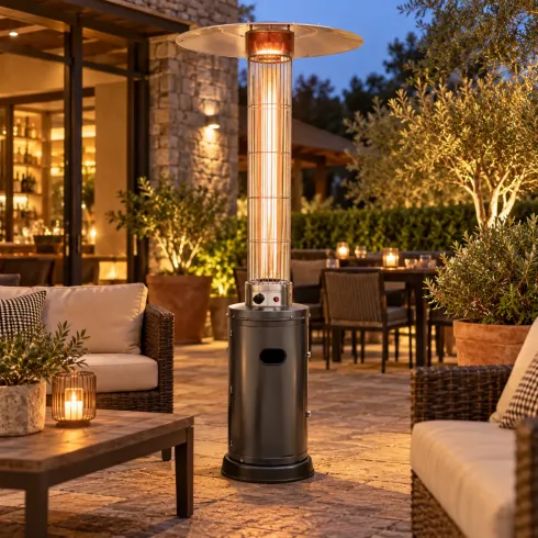 Fungo da Esterno a Gas GPL Stufa 10,5 kW in Acciaio Antracite